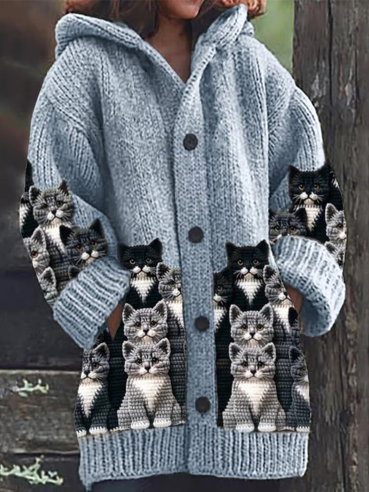 Kathryn™ Cat Print Cozy Cardigan