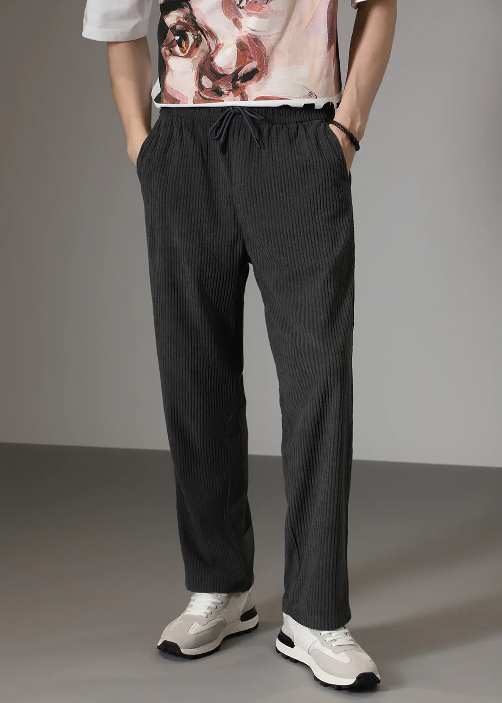 Ribbed Tube Leg Trousers