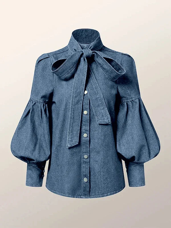 Hyacinth™ | Elegante Puff-Denim-Bluse