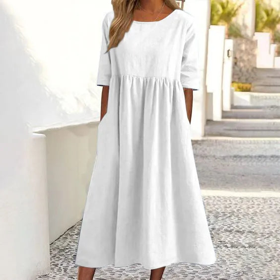 Maya™ | Fit Cotton and Linen Dress