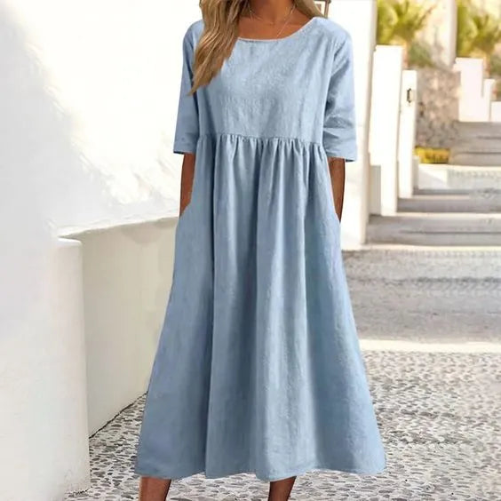 Maya™ | Fit Cotton and Linen Dress