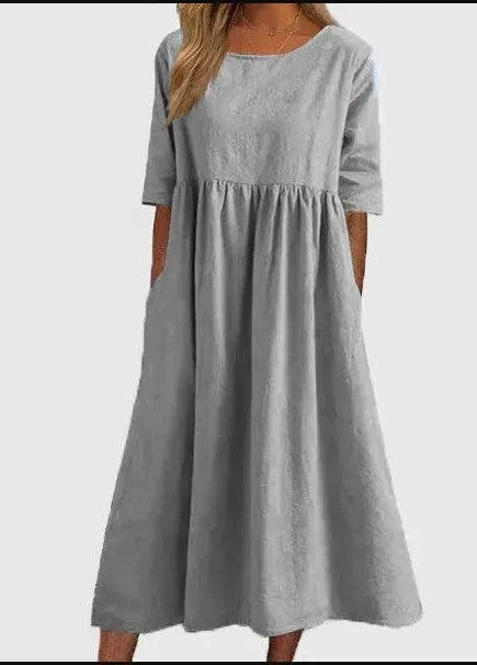 Maya™ | Fit Cotton and Linen Dress